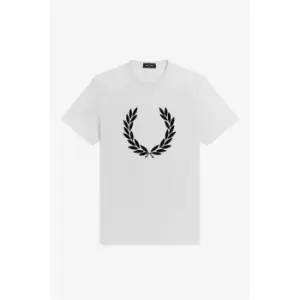 Fred Perry Flock Laurel Wreath T Shirt - White