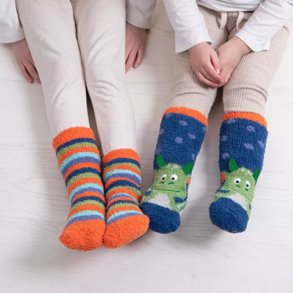 totes Pack of 2 Toasties Kids Super Soft Dragon Slipper Socks MultiColoured