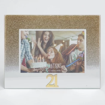 5" x 3.5" Gold Glitter Glass Birthday Frame - 21