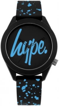 Hype Black and Blue Silicone Strap Watch