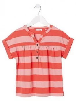 Fat Face Girls Stripe Popover Top - Pink