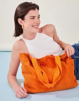 Accessorize Womens Cord Shopper Bag Orange, Size: 34x44cm
