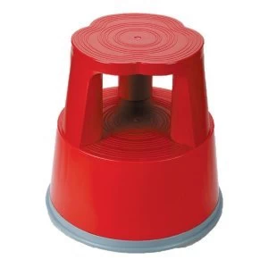 5 Star Facilities Mobile Lightweight Plastic Step Stool Red