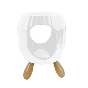 Abstract Ridged White Ceramic Oil Burner with Feet