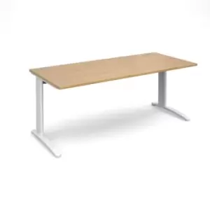 Office Desk Rectangular Desk 1800mm Oak Tops With White Frames TR10
