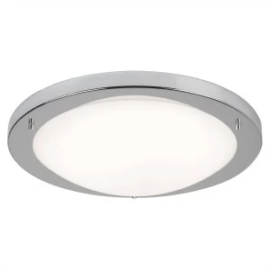 LED Large Round Bathroom Flush Ceiling Light Satin Silver, White IP44