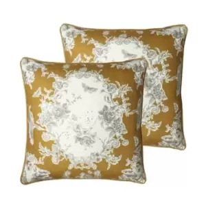Paoletti Burford Floral Cushion Cover (One Size) (Honey/White)