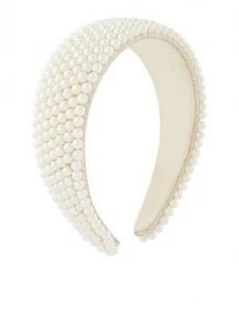 Accessorize Pearl Bridal Padded Alice Band - Nude