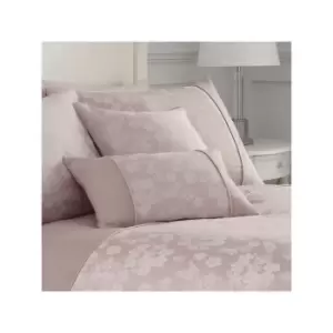 Serene Blossom Floral Jacquard Cotton Blend Filled Cushion, Blush, 43 x 43 Cm