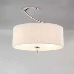 Eve semi-ceiling light 2 bulbs E27, polished chrome with white oval lampshade