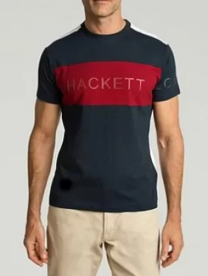 Hackett Colour Block T-Shirt, Navy Size M Men