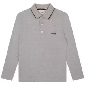 Boss Long Sleeve Small Polo Shirt Juniors - Grey