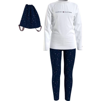 Tommy Hilfiger Essential Long Sleeve PJ Set - White/Navy 0SO