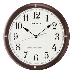 Seiko Radio Controlled Wooden Wall Clock - Dark Brown