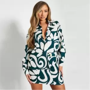 I Saw It First Abstract Print Button Front Shirt Co Ord - Green