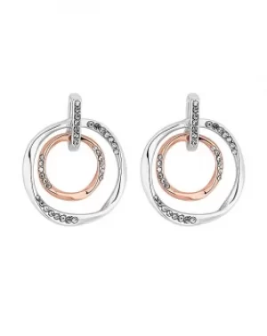 MOOD Two Tone Crystal Ring Drop Earrings