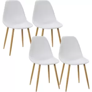 Dining Chairs Set of 4 w/ Curved Back, Metal Legs for Living Room White - Homcom