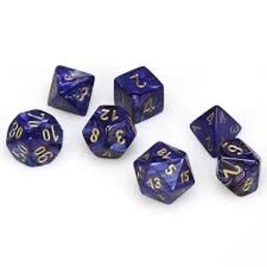 Chessex Poly 7 Dice Set: Scarab Royal Blue/gold