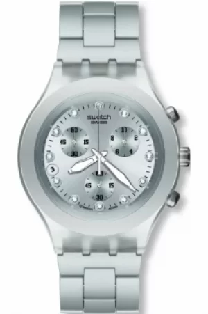 Mens Swatch Full-Blooded Silver Chronograph Watch SVCK4038G