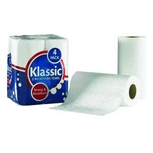 Klassic 2-Ply Kitchen Roll White 6 Packs of 4 Rolls 1105090