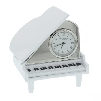 WILLIAM WIDDOP Miniature Clock - White Grand Piano.