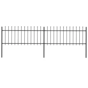 Vidaxl Garden Fence With Spear Top Steel 3.4X0.8 M Black