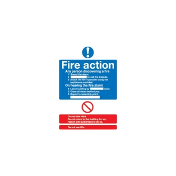 Fire Action Standard Vinyl Sign - 148 X 210MM