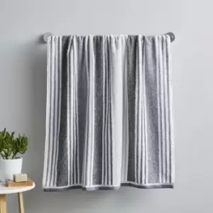 Catherine Lansfield Kelso Stripe Soft & Absorbent 100% Cotton 450gsm Hand Towel, Charcoal