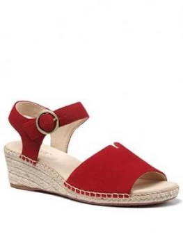 Hotter Fiji Wedge Ankle Strap Sandals - Red, Size 6, Women