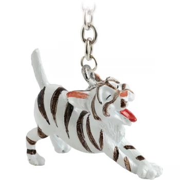 Little Paws Key Ring Silver Tabby Cat