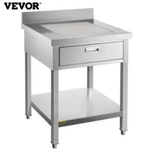 VEVOR Commercial Food Prep Worktable 24x30 in Stainless Steel Table with Drawer Kitchen Utility Table with Undershelf and Backsplash Kitchen Island 66