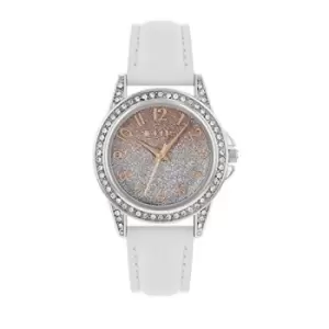 Tikkers Girls White PU Strap Ombre Shimmer Dial Watch TK0190