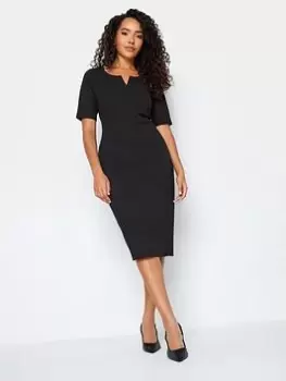 M&Co Petite Petite Black Scuba Plain Dress, Black, Size 12, Women