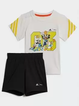 adidas Disney Toddler Boys Mickey Mouse Short & Tee Set - White/Black, Size 3-4 Years
