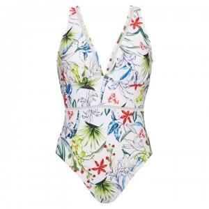 Figleaves Non Wired Plunge Swimsuit - WHITE