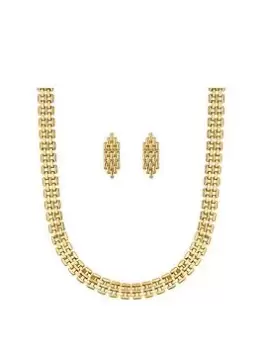 Mood Gold Textured Vintage Chain Necklace And Earring Set