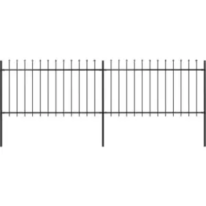 Garden Fence with Spear Top Steel 3.4x1 m Black Vidaxl Black