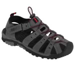 PDQ Youths Boys Toggle & Touch Fastening Synthetic Nubuck Trail Sandals (4 UK) (Grey/Red)