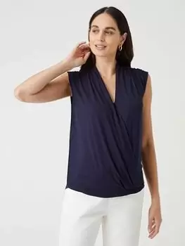 Wallis Sleeveless Wrap Top - Blue Size S, Women