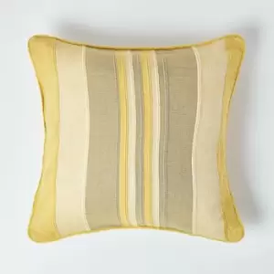 Cotton Striped Yellow Cushion Cover Morocco , 45 x 45cm - Yellow - Homescapes