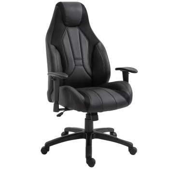 Vinsetto High Back Executive Office Chair Mesh & Fuax Leather Gaming Gamer Chair with Swivel Wheels, Adjustable Height and Armrest, Black AOSOM UK