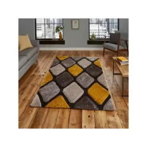 Noble House NH9247 Shaggy Hand Tufted Rug, Grey/Yellow, 120 x 170 Cm - Think Rugs