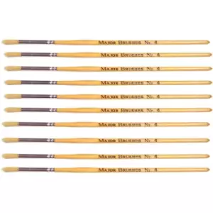 Major Brushes Hog Bristle Short Hand Round Tip Size 4 - Pack of 10