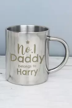 Personalised No. 1 Daddy Metal Mug - Silver