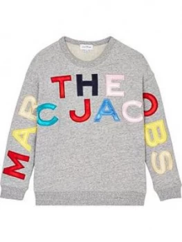 The Marc Jacobs Girls Multi Logo Crew Sweatshirt - Grey, Size 10 Years, Women