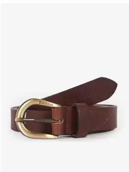 Barbour Allanton Leather Belt - Brown, Size S, Women