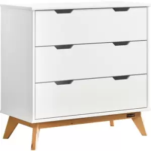 Chest of Drawers Borneo Pine White Nature 80x79x40cm With 3 Drawers Solid Wood 45kg Loadable Tilt-Protection Living Room Hallway Sideboard Dresser