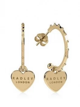Radley Gold Plated Sterling Silver Heart Charm Hoop Ladies Earrings