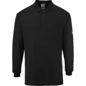 Modaflame Mens Flame Resistant Antistatic Long Sleeve Polo Shirt Black XL