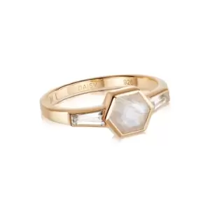 Rings 18ct Gold Plate Beloved Moonstone Hexagon Ring 18ct Gold Plate